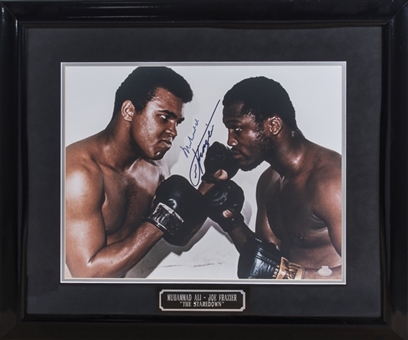 Muhammad Ali & Joe Frazier Dual Signed 16x20 "The Staredown" Photo In 29x25 Framed Display (Beckett)